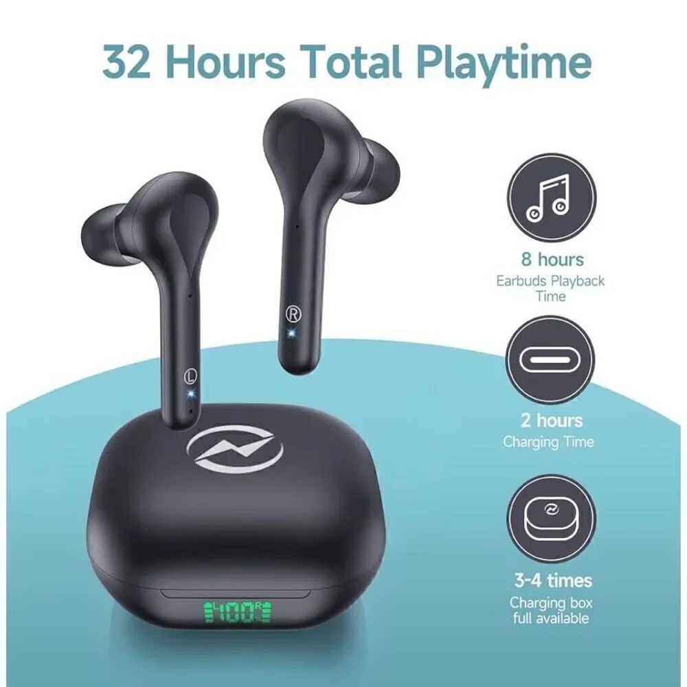 Wireless Earbuds Noise Cancelling 4 Mic Clear Call Bluetooth Headphones Wireless